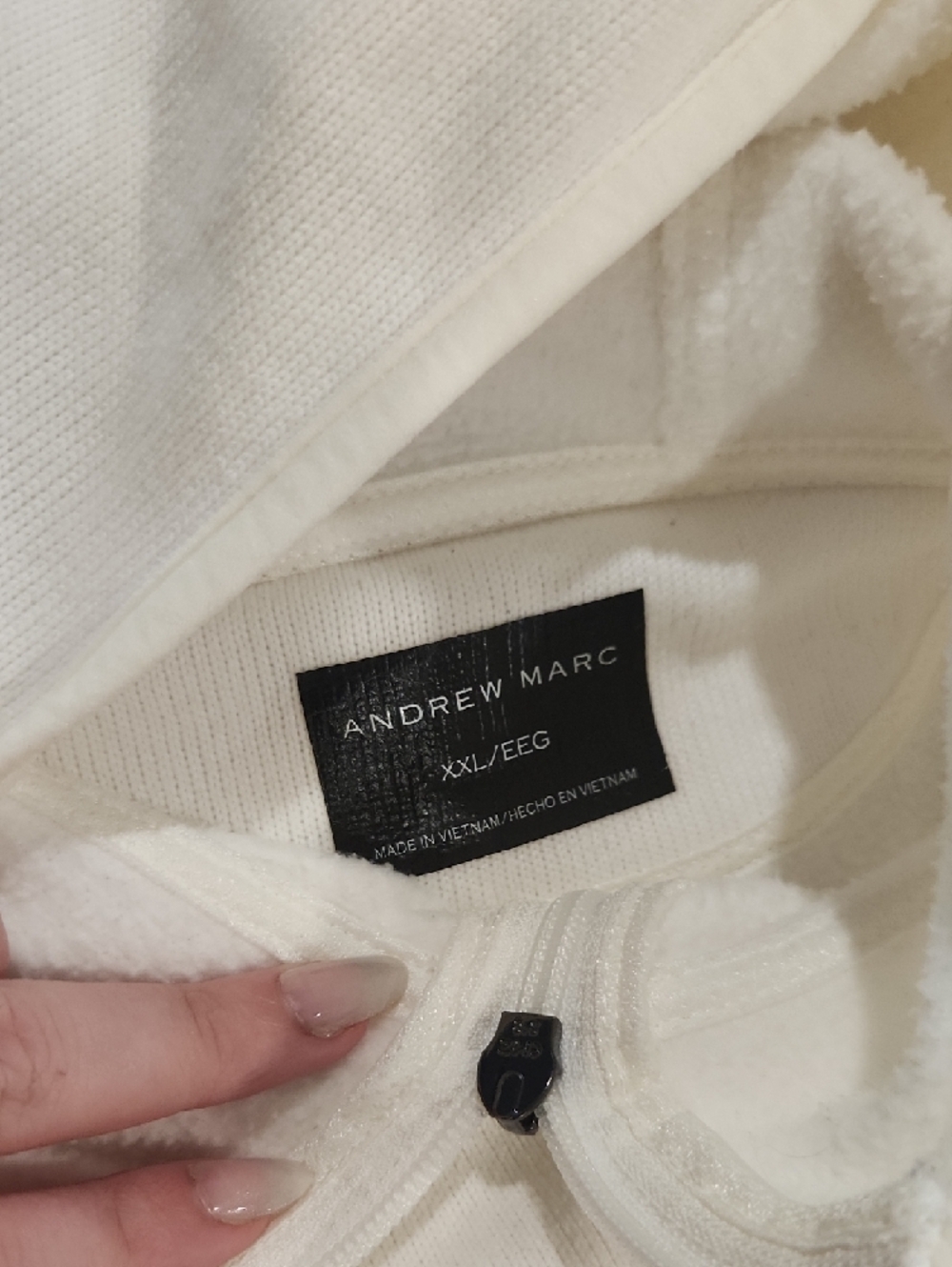 Andrew Marc Cream Teddy Jacket with Funnel Neck - Picture 4 of 6